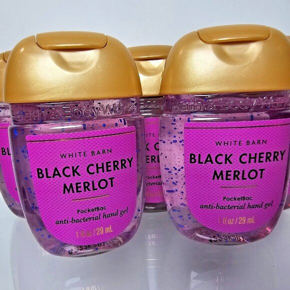 5 BLACK CHERRY MERLOT Bath Body Works Anti Bacterial Hand Gel 1oz Pocketbac New - Picture 1 of 5